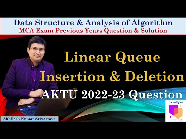 Linear Queue Insertion & Deletion || AKTU MCA PYQ (2022-23) || Data Structure & Algorithm