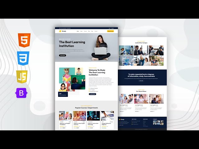 Creative Education Website Using HTML CSS JavaScript & Bootstrap | Responsive Design Tutorial
