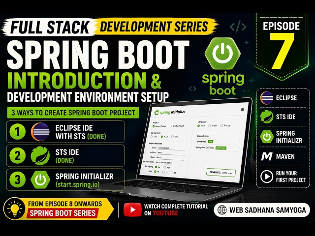 Full Stack Development Ep 7 | Spring Boot Setup in Eclipse, STS & Spring Initializr