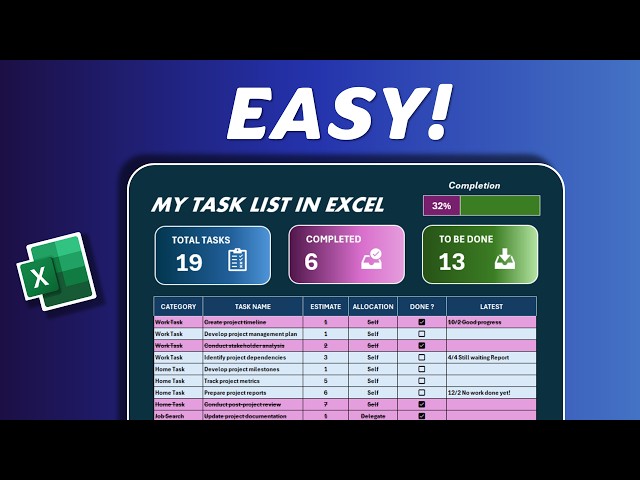 STEP by STEP: The Easiest Excel Task Tracker You’ll Ever Need