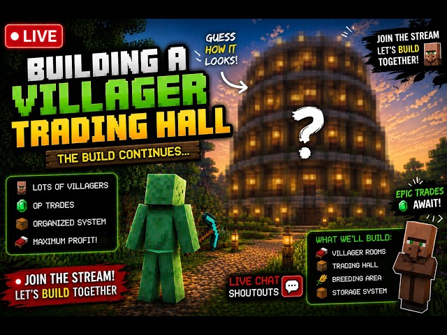 🔴 I Buildt a Best Villager Trading Hall... 👀 | Minecraft LIVE