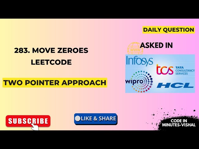 Move Zeroes | Leetcode | 283 | Vishal | Daily Coding | #coding #leetcode #programming