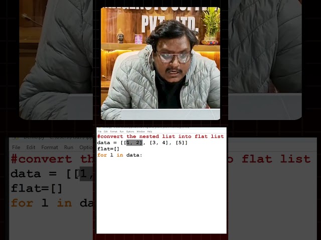 Convert the nested list into flat list | Python Interview Questions |Programming Classes #shorts#yt