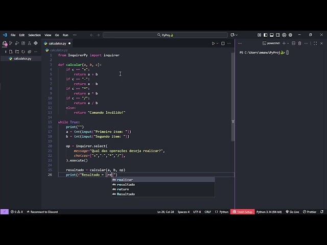 Python Calculator with InquirerPy - ASMR