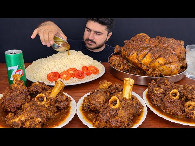 ASMR EATING SPICY WHOLE CHICKEN CURRY+SPICY MUTTON CURRY+WHITE RICE+GREEN CHILLI || MUKBANG
