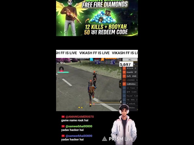 VIKASH is live free frie redeem code custom 🤑