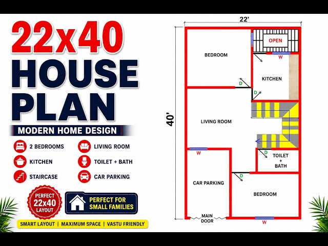 22x40 House Plan with Car Parking | 2 Bedroom Modern Home Design | Build My Home