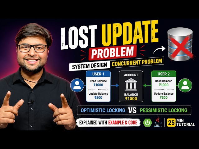 🔥 Lost Update Problem Explained | Optimistic vs Pessimistic Locking | System Design Interview