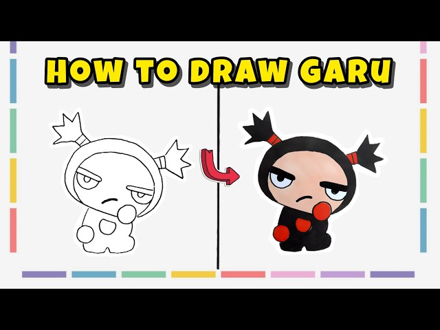 How to Draw Garu from Pucca – Drawing Tutorial with Colors