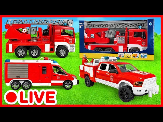 🔴 LIVE 🚒 Fire Trucks & Firefighters for Kids 🔥 Toy Cars Cartoon | Kidibli