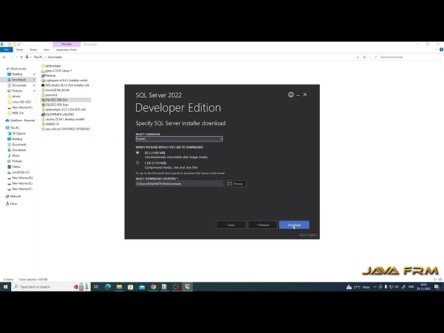 How to download Microsoft SQL Server 2022 Developer Edition iso file