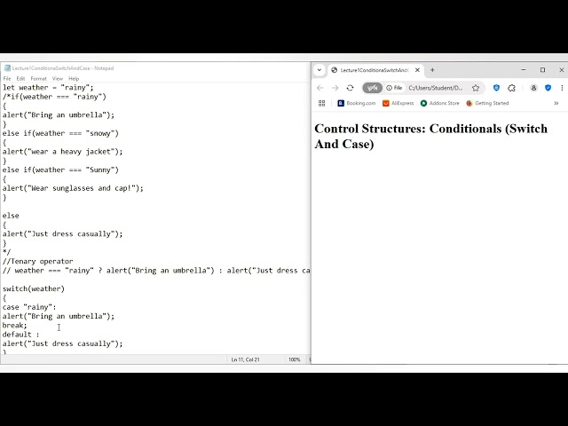 JavaScript : Switch and Case Statements