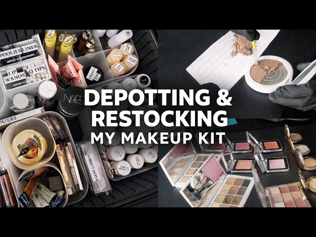 DEPOTTING + RESTOCKING MY MAKEUP KIT | The most IN-DEPTH video ever!