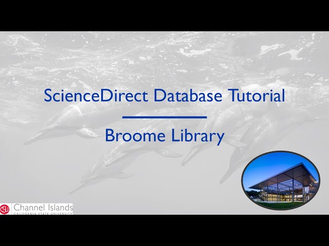 ScienceDirect Database Tutorial