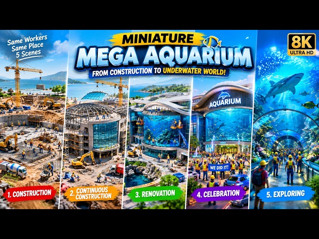 🐠 MINIATURE MEGA AQUARIUM — From Construction to Underwater World! 🏗️🌊 | 8K