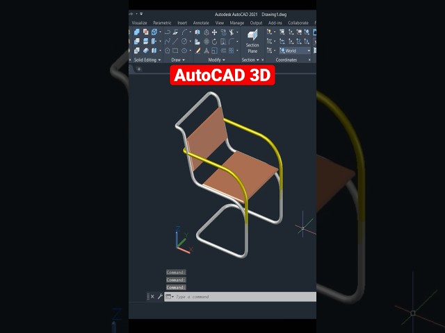 Easiest way to model a Chair 🪑 in AutoCAD 3D #shorts #autocad #autocad3d #3dmodeling