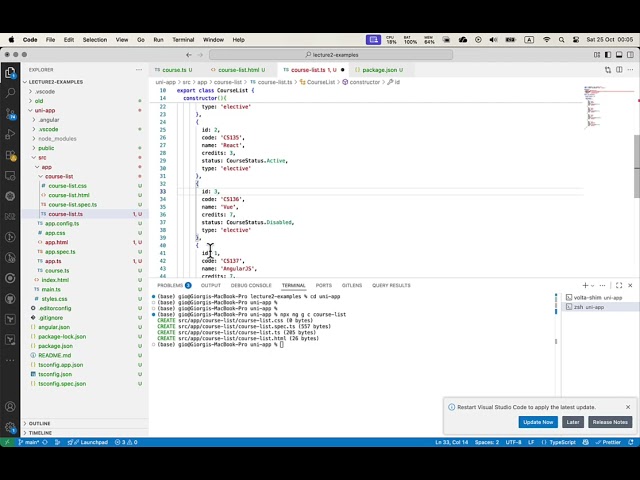 Components, template syntax, control flow statements