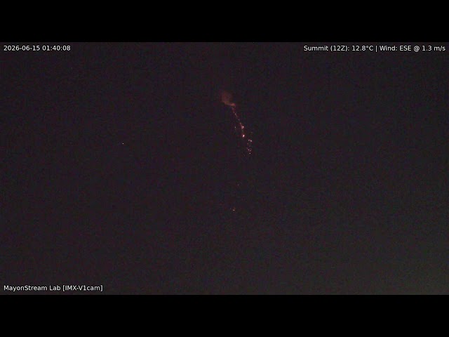 🔴 LIVE: Mayon Volcano Eruption, PH (SSW view) [RPi IMX-V1cam] 13:42 Jun-14-2026 (PST)