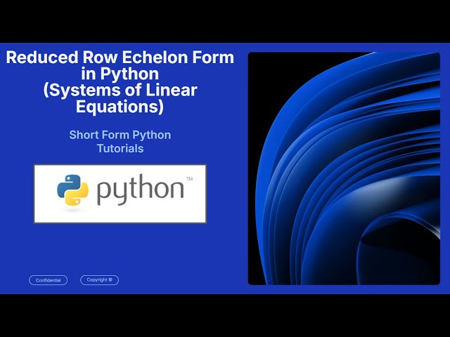 How to Find the Reduced Row Echelon Form (RREF) Using SymPy in Python (in under 2 minutes)