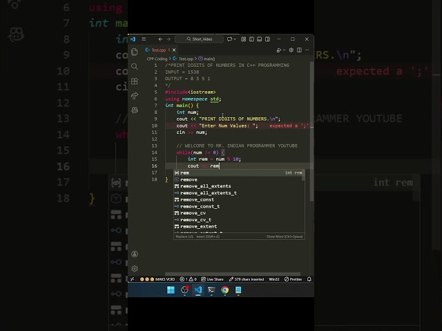 digits of number in cpp | day - 101 #shorts #trending #viral #youtubeshorts