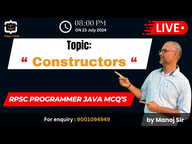 11. RPSC Programmer Java MCQ Solution | Constructor MCQ's | RPSC Programmer Java by Manoj Sir