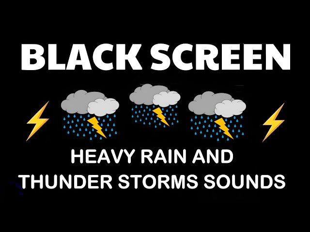 HEAVY RAIN SOUNDS FOR SLEEP BLACK SCREEN - RELAX, STUDY, INSOMNIA RELIEF