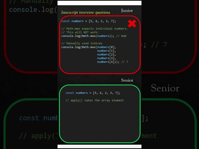 ✅ spread operator and Apply method - Make sure you are using correct feature of js #shorts #viral