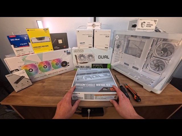 55 minutes of building a white gaming PC (no talking)