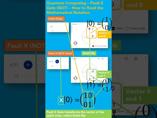 Quantum Computing – Pauli X Gate (NOT) – How to Read the Mathematical Notation - Quick Guide