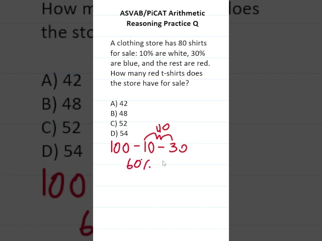 ASVAB/PiCAT Arithmetic Reasoning Practice Test Q: #percentage #acetheasvab with #grammarhero