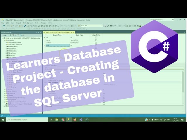 C# - Learners Database Project: Creating the Learners Database in SQL Server