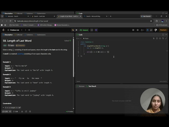 🚀 LeetCode 58 – Length of Last Word | C++ Solution