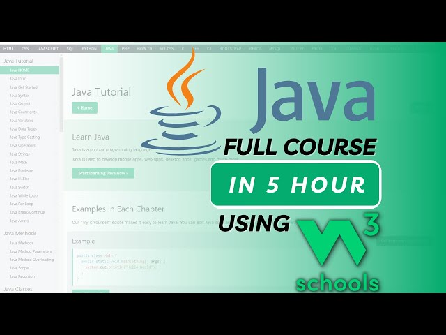 Java Full Course in 5 Hours using W3Schools | W3Schools Java Tutorial