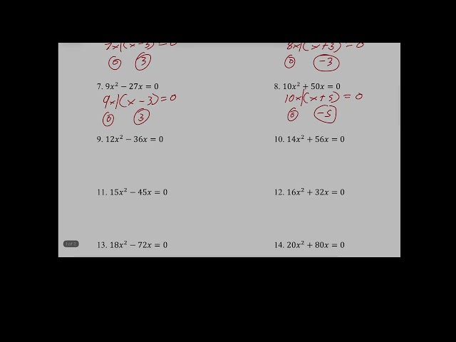 2C. Solve By Factoring Into Binomials Practice C