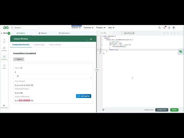 All Divisors | GeeksforGeeks  | C++ | Dt: 24-01-2026 | Coding Mind