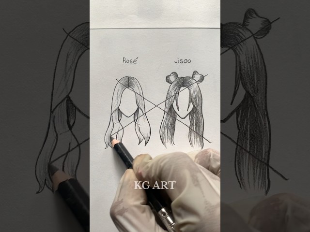 🖤💗 Drawing easy Hair Rosé and Jisoo ✏️ #drawing #howtodraw #tutorial #art #shorts #sketch