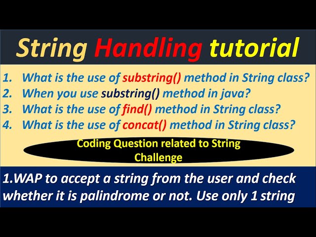 #StringInJava  substring(), indexOf(), concat() method in String class. What is the use of this m.