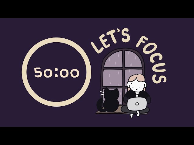 Pomodoro Timer 4x50 (3.5 hours) | ADHD | Let's get focused! ♡ rain ambience