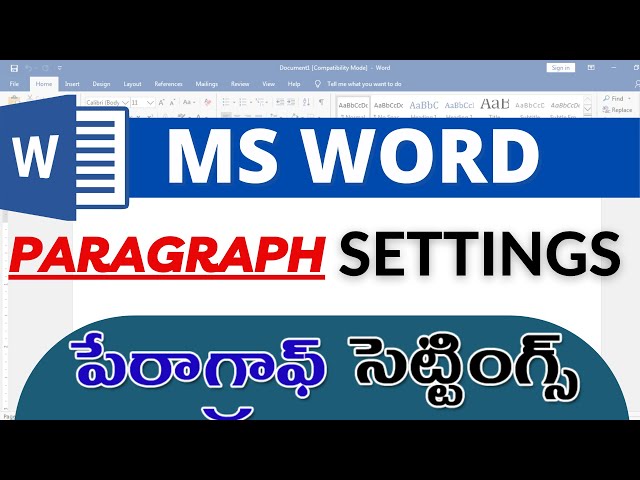 MS WORD - PARAGRAPH SETTINGS |  Microsoft Word Tutorial in Telugu