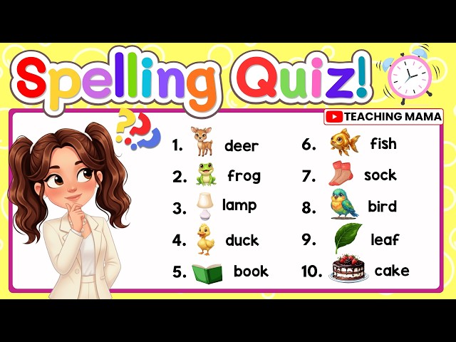 LEARN HOW TO SPELL | BASIC ENGLISH WORDS | EASY SPELLING QUIZ FOR KIDS | TEACHING MAMA