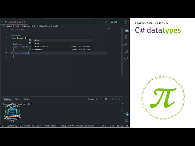 C# Lessons - Data Types - Const