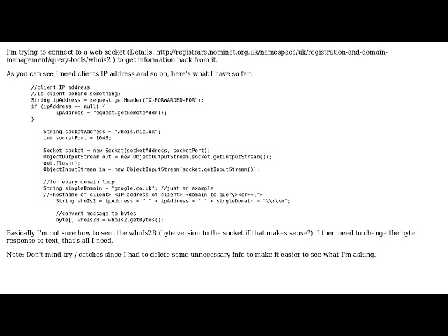 Connecting to socket to get data from it