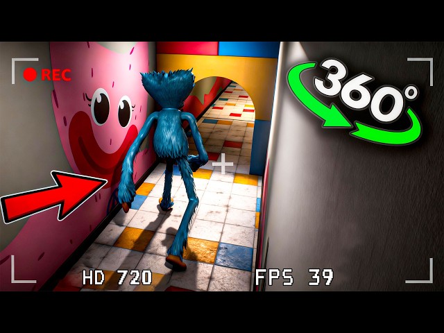 VR 360° Connected to HIDDEN CAMERA! Follow Huggy Wuggy (Poppy Playtime)