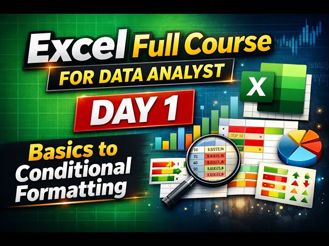 Excel Full Course for Data Analyst | Day 1 | Excel Basics to Advanced Formatting