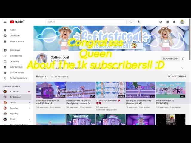 Softasticgal get 1k subs!! :D