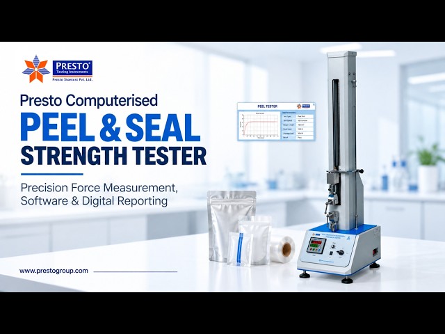 Presto Computerised Peel & Seal Strength Tester | Precision Force Measurement & Digital Reporting