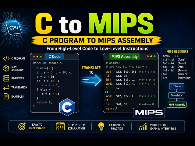 Part 1: C to MIPS Assembly Tutorial | Complete Beginner Guide | Computer Architecture