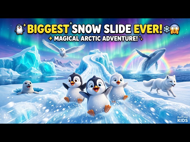 🐧❄️ Penguin's Snow Slide Adventure! Magical Arctic Journey | Fun Kids Adventure | RunTime KIDS