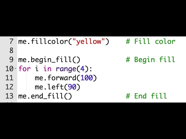 Python Turtle Graphics Colors - pencolor, fillcolor, begin_fill, end_fill, bgcolor