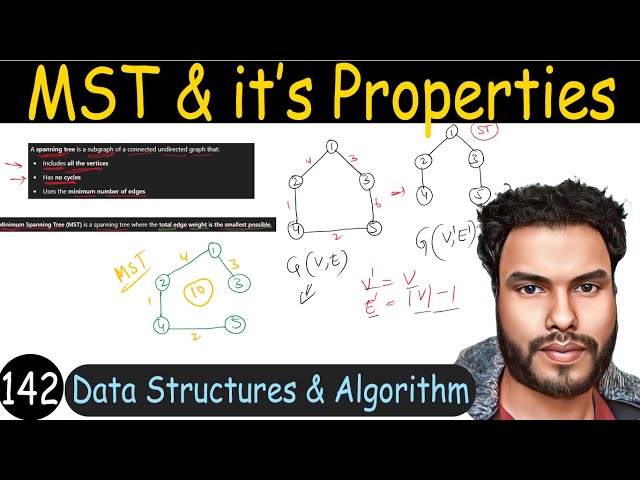 142 - Minimum Spanning Tree (MST) | Properties of MST | Data Structure